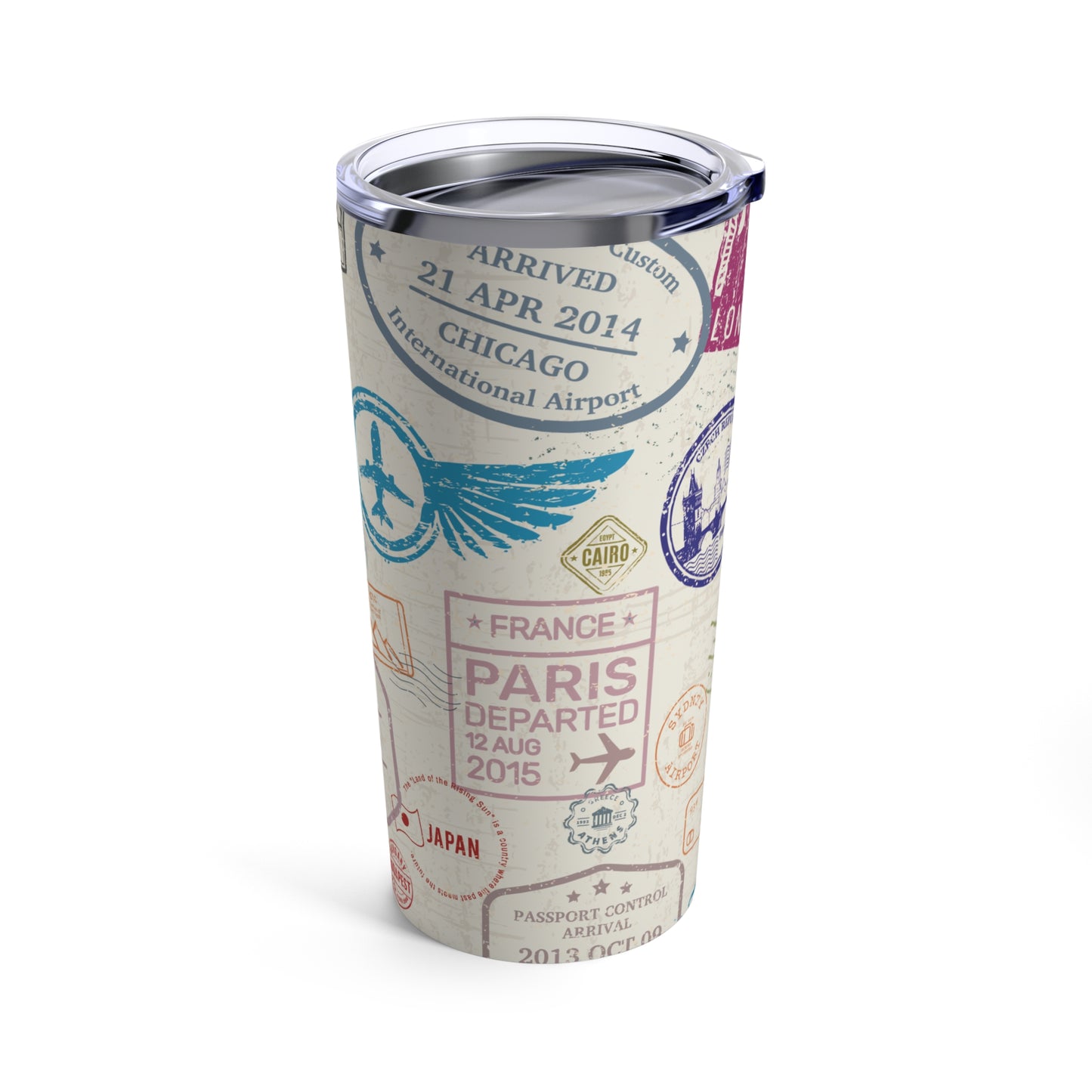 Passport Stamp Travel Tumbler 20oz