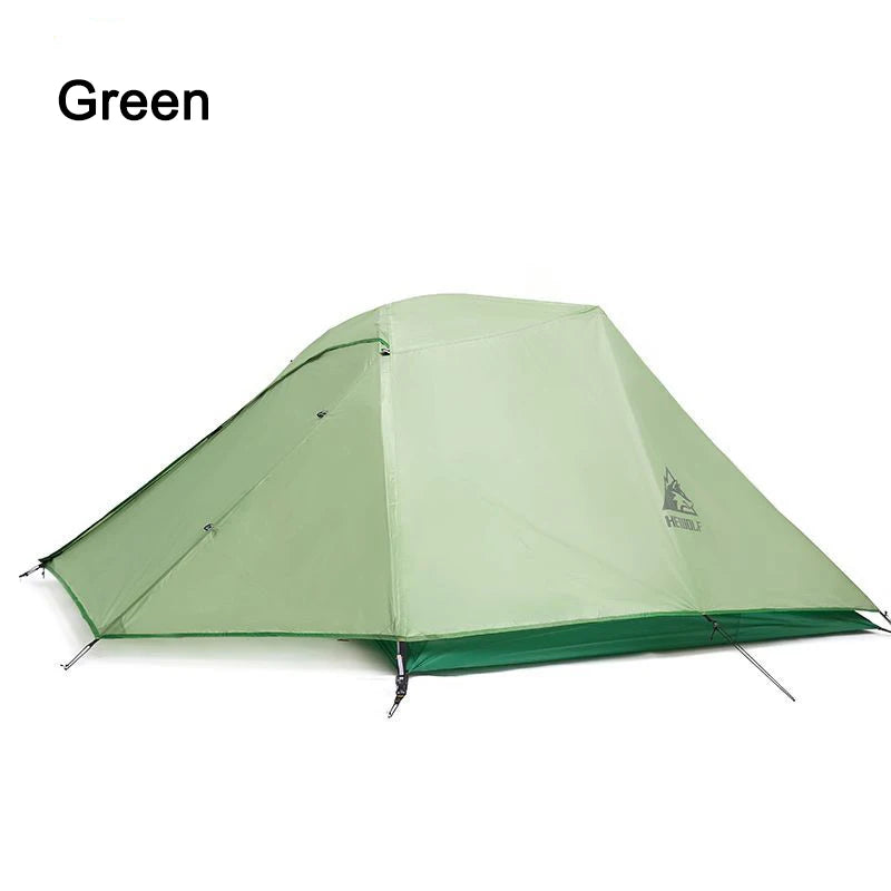 Hewolf Ultra-Light Silicone Coated Rainproof Coldproof 3-Person Aluminum Pole Double-Layer Tent Barraca Carpa Outdoor Camping