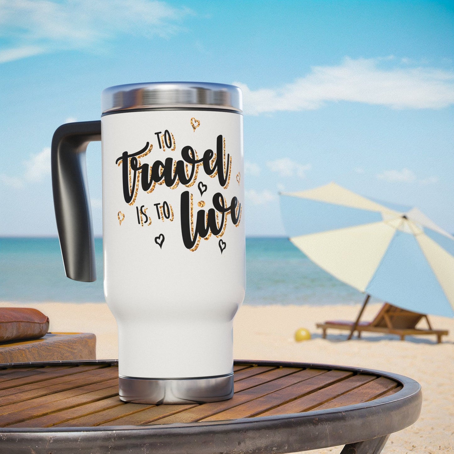 Stainless Steel Travel Mug with Handle, 14oz