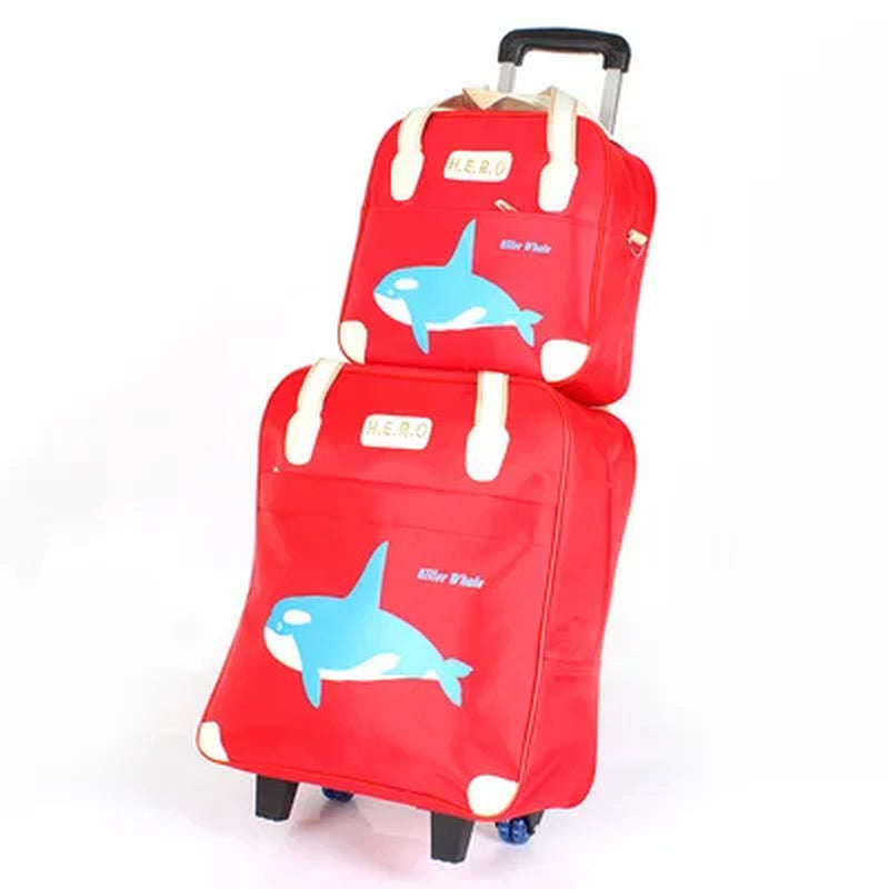 2PCS/SET Wheeled Bag Travel Women Travel Handbag Wheels Trolley Bags Large Capacity Boarding Bag Travel Luggage Suitcase Bag