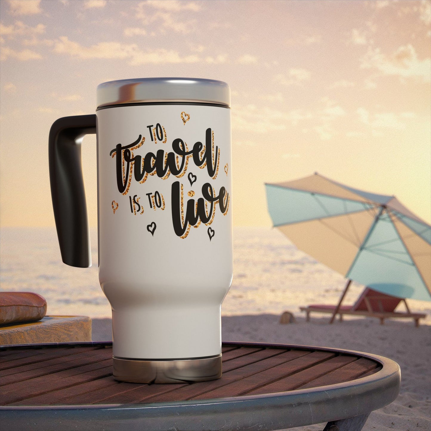 Stainless Steel Travel Mug with Handle, 14oz