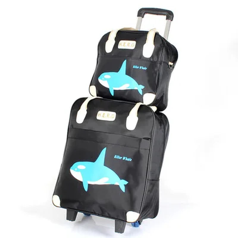 2PCS/SET Wheeled Bag Travel Women Travel Handbag Wheels Trolley Bags Large Capacity Boarding Bag Travel Luggage Suitcase Bag