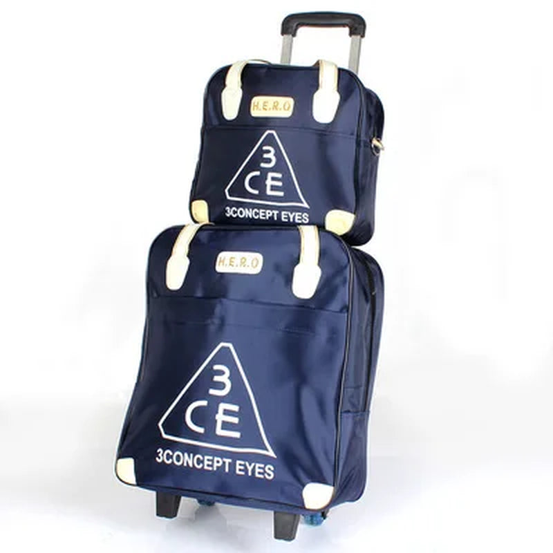 2PCS/SET Wheeled Bag Travel Women Travel Handbag Wheels Trolley Bags Large Capacity Boarding Bag Travel Luggage Suitcase Bag